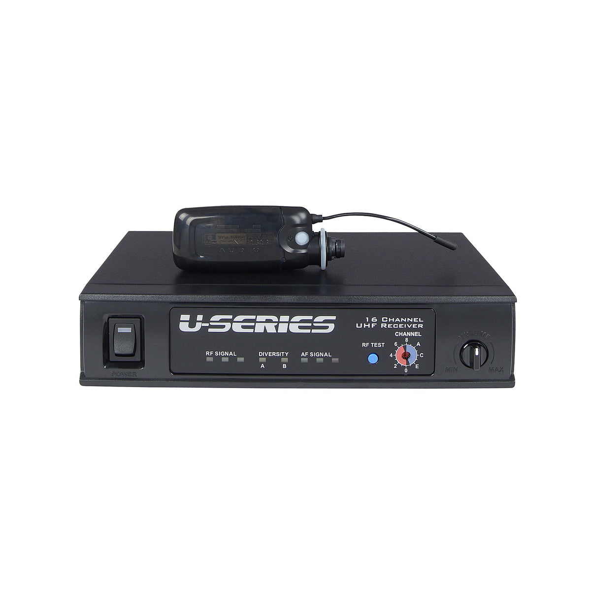 Complete MTU8 beltless wireless mic system with headset, transmitter, and receiver