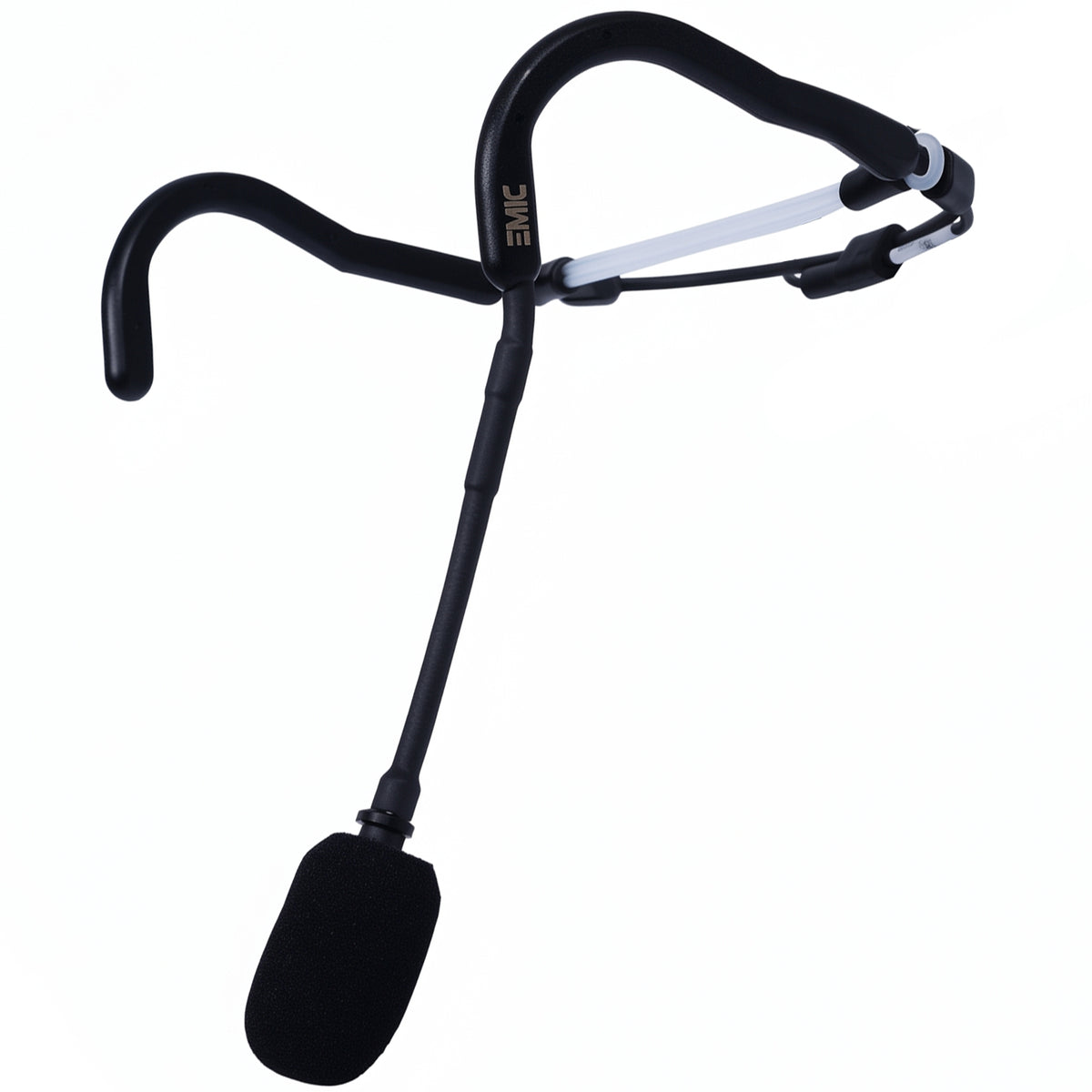 EMic headset microphone for fitness instructors, black frame with flexible boom mic