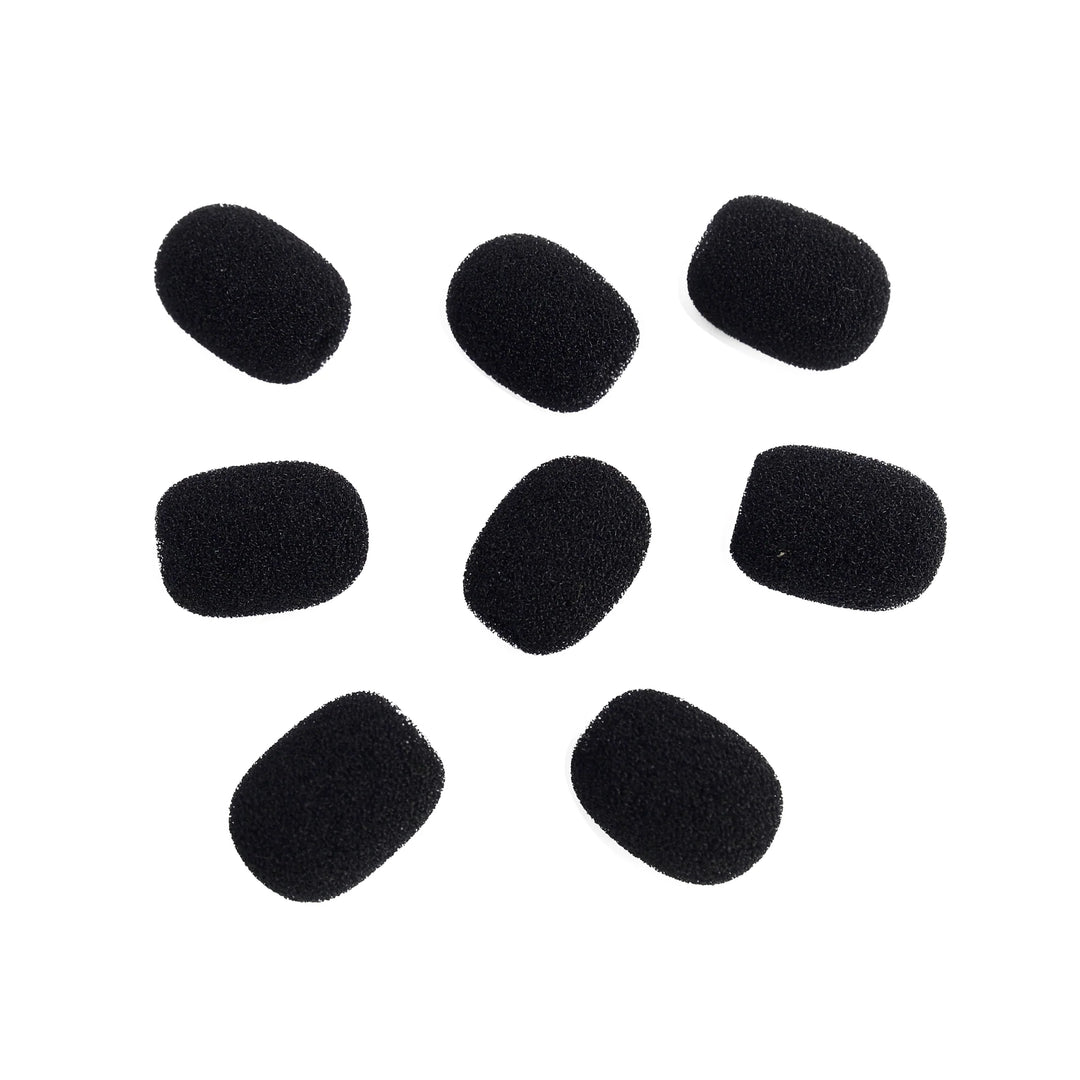 A collection of foam windscreens for Aeromic and Cyclemic microphones, shown in black.