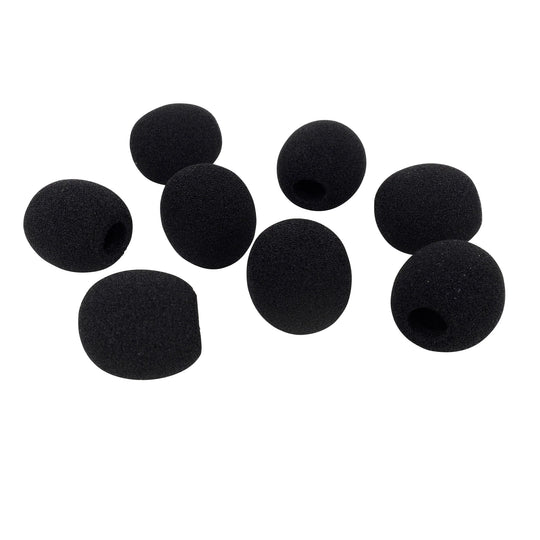 A group of round foam windscreens for microphones.